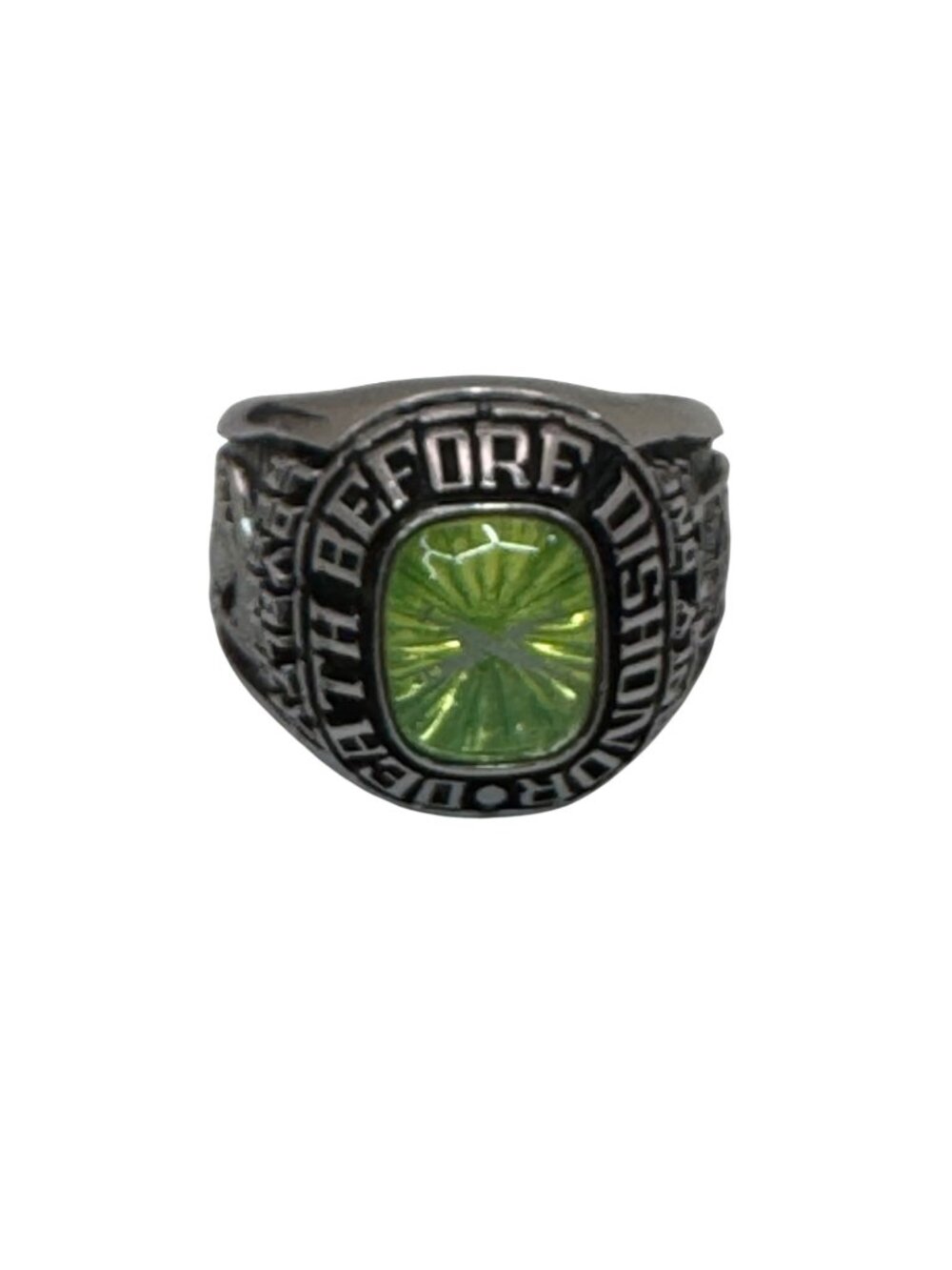 Death Before Dishonor Mens Balfour Military Ring Green Gemstone Size 10 Army